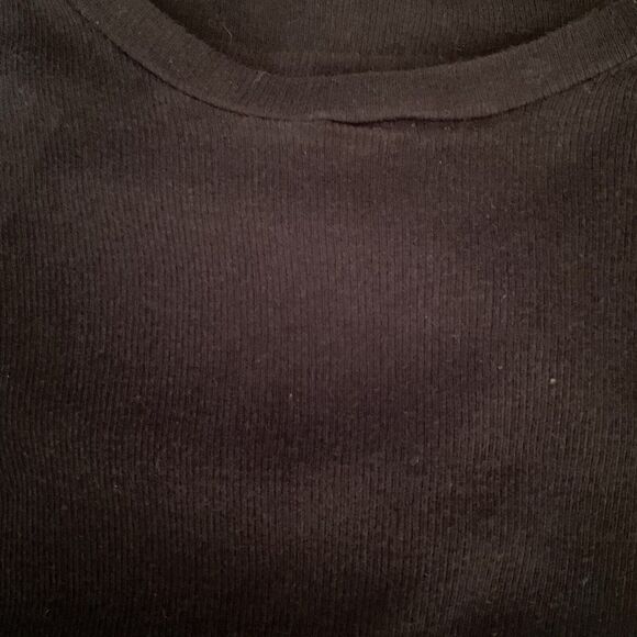 Michellle By Commune Black Ribbed Short Sleeve T Shirt Ruffled Bottom, Size S - Picture 9 of 11